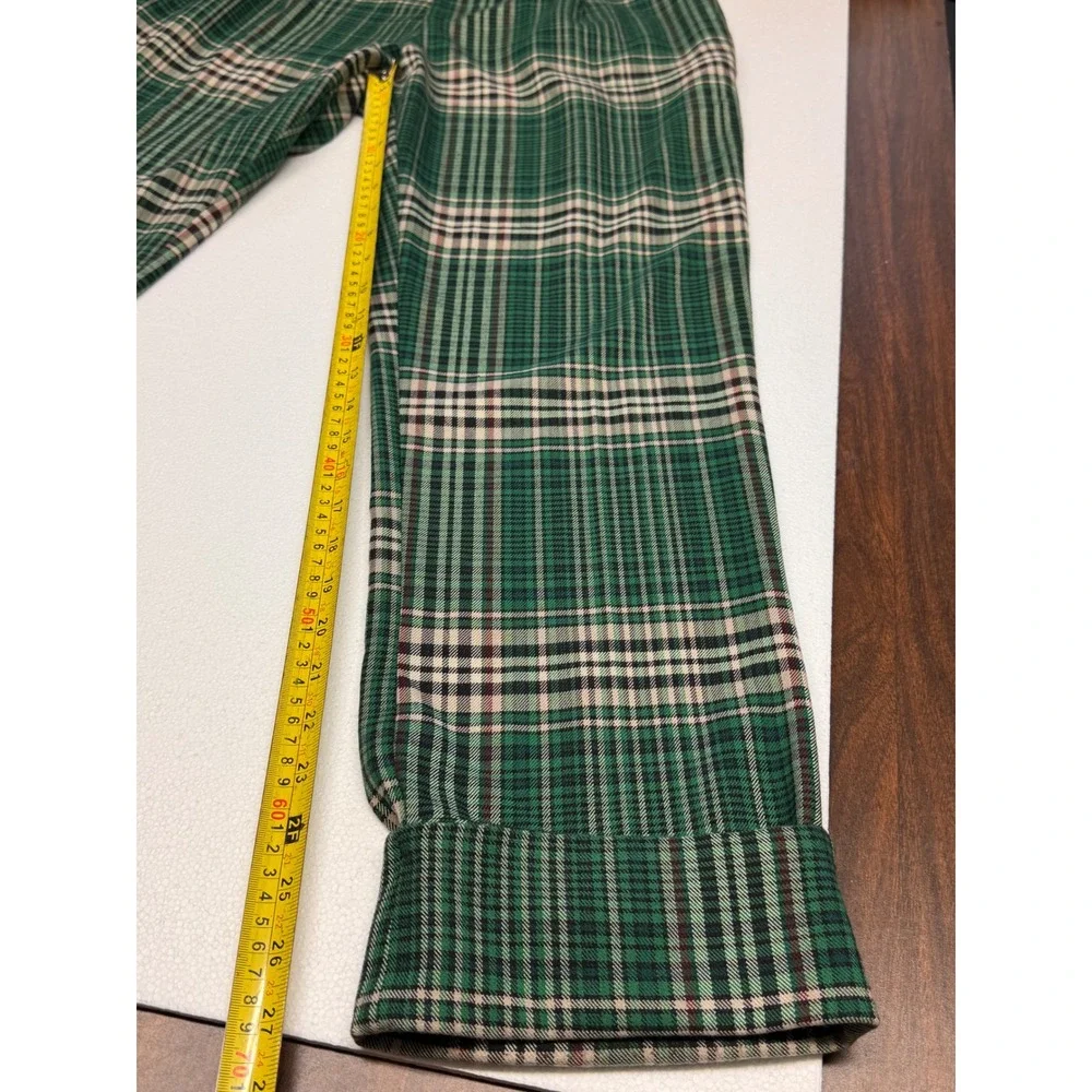 Free People Green Plaid High Rise Tapered Cuffed Trousers OB1556411 Size 8